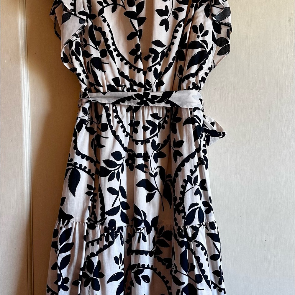 Ann Taylor White Midi Dress with Black Floral Print - Picture 4 of 7